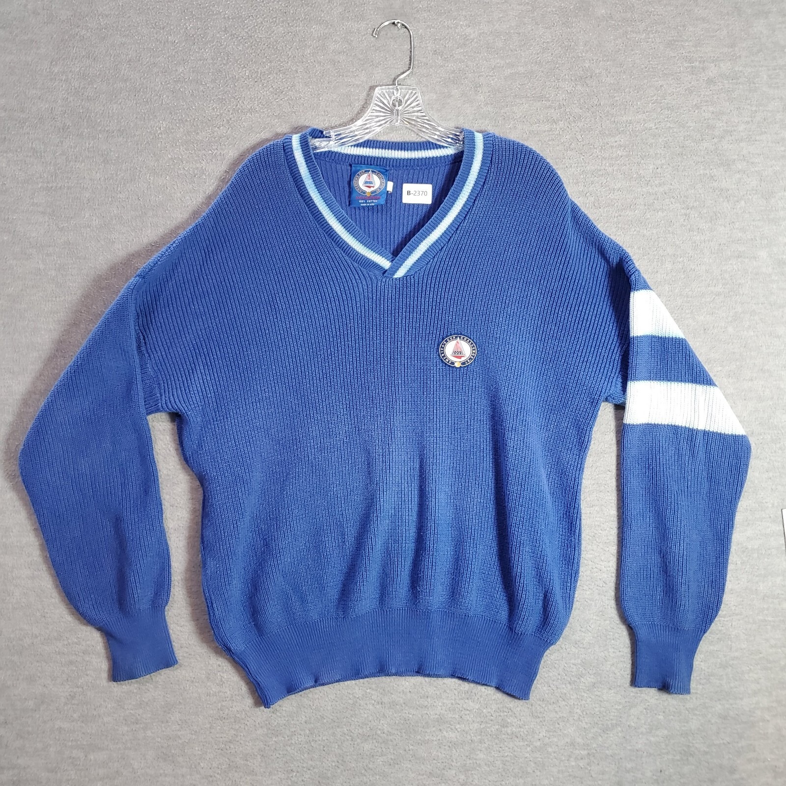 Vintage Demetre Men Sweater Small Blue America Cup Challenge '87 Crest Yacht